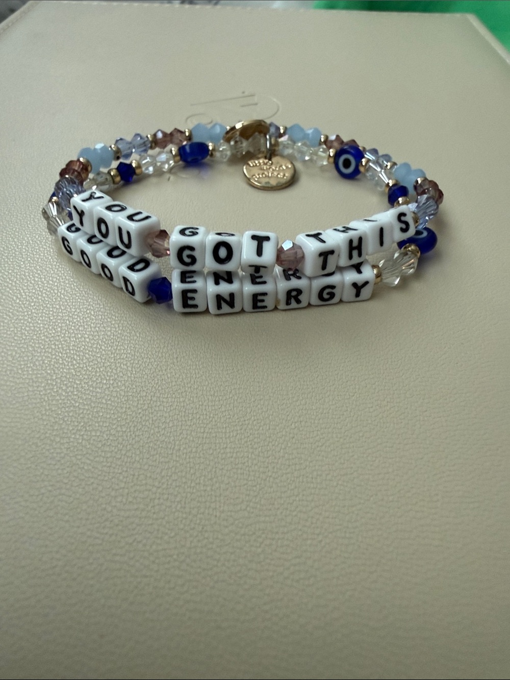 Little Word Projects Beaded 'GOOD ENERGY' and 'YOU GOT THIS' bracelets